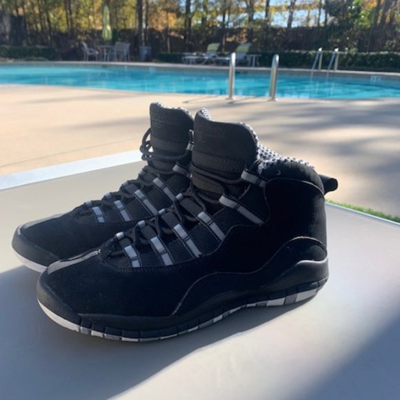 Pre-Owned: Nike Air Jordan 10 Retro (GS) Size 6.5Y Black White Stealth Suede